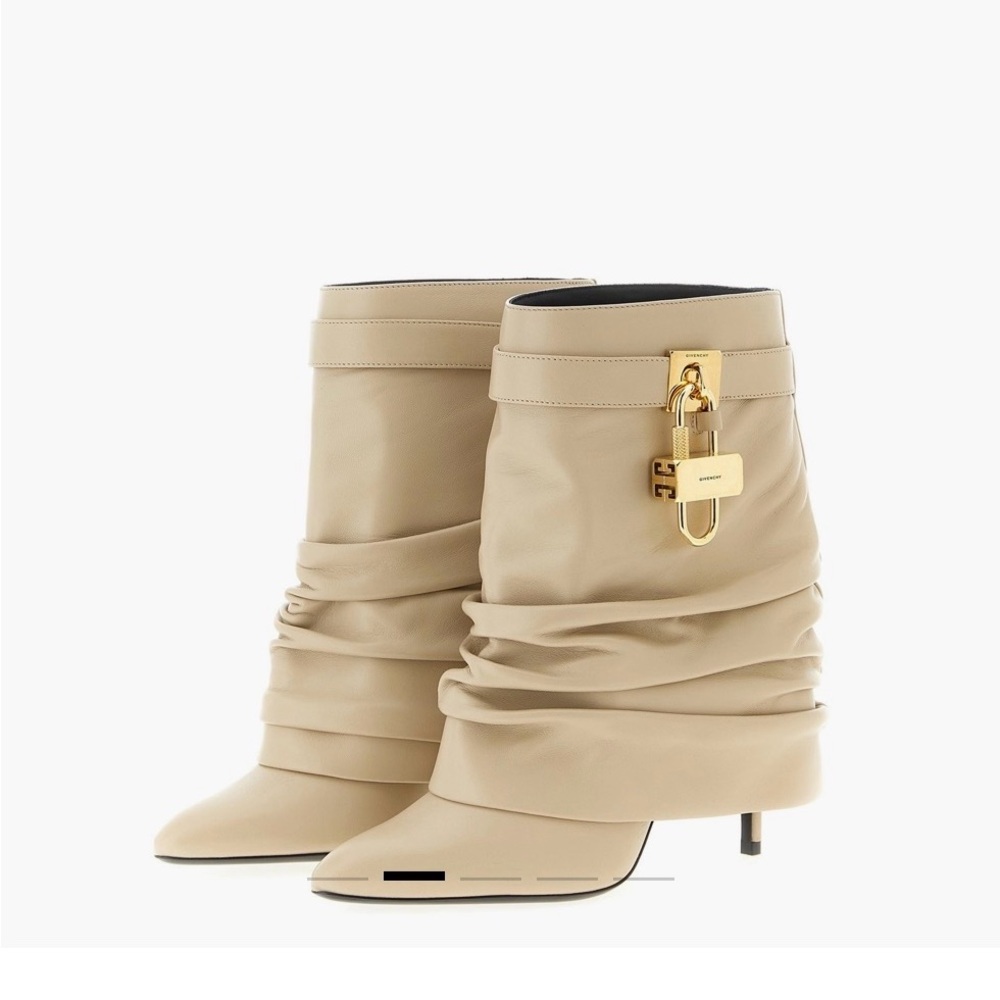 Givenchy Women's Beige Sheep Leather Stiletto Boots 95MM heel NWT
